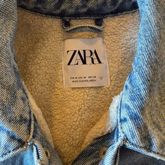 Zara Sherpa Lined Denim Jacket - Size Medium - Picture 3 of 9